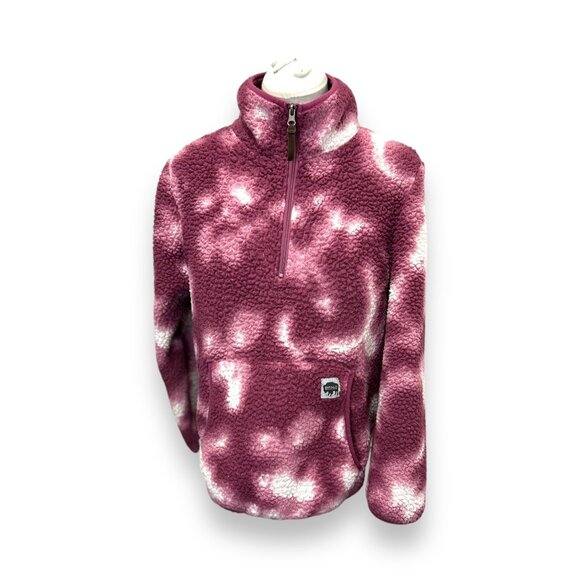 Buffalo Outdoors Womens Large Sherpa Fleece Pullover Jacket Purple/White Tie-Dye - Picture 1 of 9